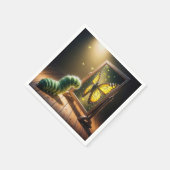 Caterpillar Looking At a Butterfly In a Mirror Serviette (Ecke)