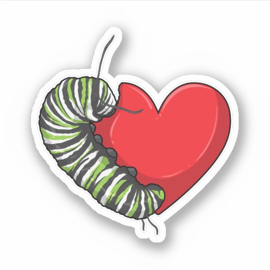 Caterpillar Love Heart Aufkleber (Vorderseite)