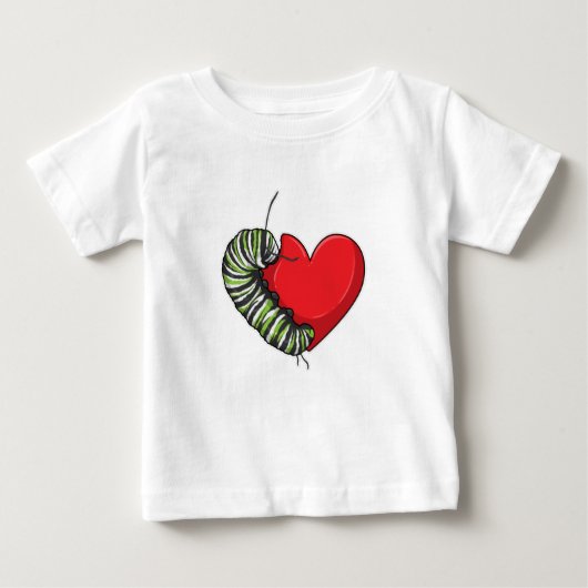 Caterpillar Love Heart Baby T-shirt (Vorderseite)