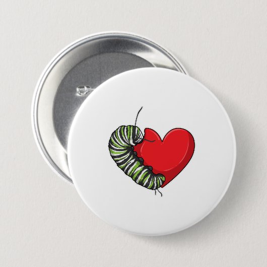 Caterpillar Love Heart Button (Vorne & Hinten)
