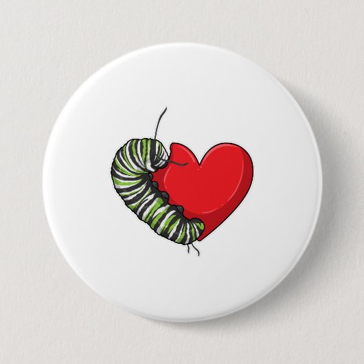 Caterpillar Love Heart Button (Vorderseite)