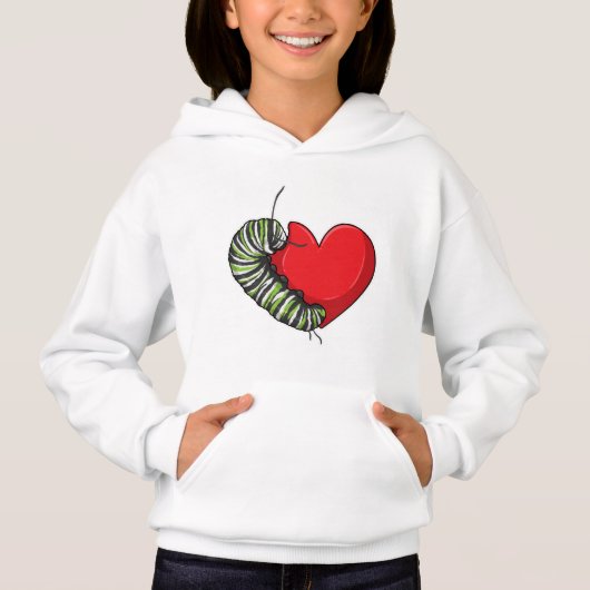 Caterpillar Love Heart Hoodie (Vorderseite)