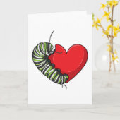 Caterpillar Love Heart Karte (Gelbe Blume)