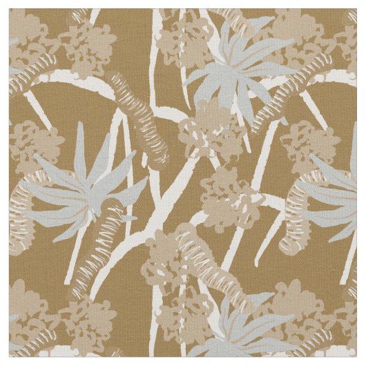 Caterpillar maximalist rustic tropical - brown  stoff (Nahaufnahme)