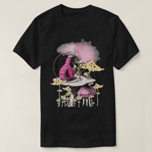Caterpillar smoking magic mushrooms and Alice In W T-Shirt (Design vorne)