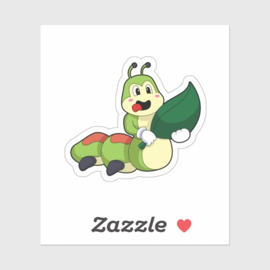 Caterpillar with Leaf Aufkleber (Blatt)