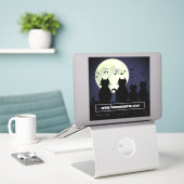 Caterwur, Katzen im Mondlicht. Aufkleber (Laptop auf Schreibtisch)