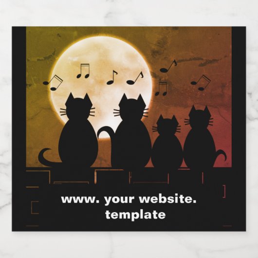 Caterwur, Katzen im Mondlicht. Personalisieren Alkoholflaschenetikett (Einzelnes Label)