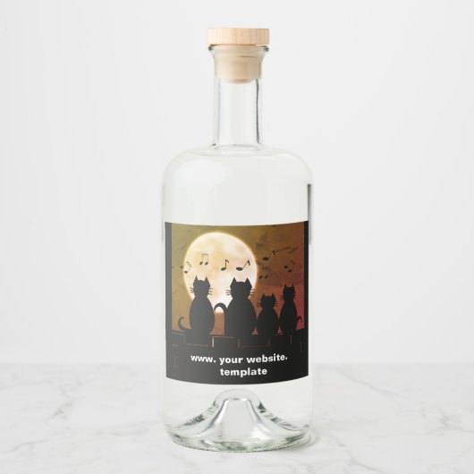 Caterwur, Katzen im Mondlicht. Personalisieren Alkoholflaschenetikett (Vorderseite)