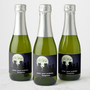 Caterwur, Katzen im Mondlicht. Personalisieren Schaumweinetikett