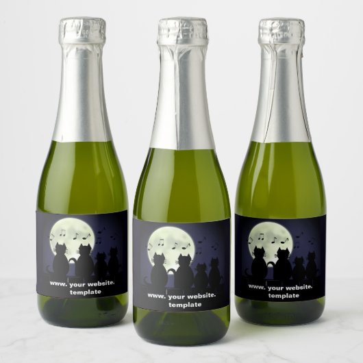 Caterwur, Katzen im Mondlicht. Personalisieren Schaumweinetikett (Flaschen)
