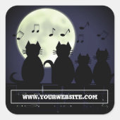 Caterwur, Katzen im Mondlicht. Quadratischer Aufkleber (Vorderseite)