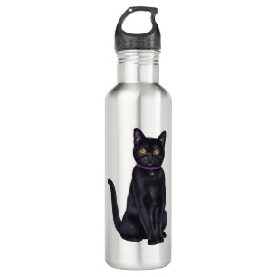 CatFans - schwarze Katze Bombays Edelstahlflasche