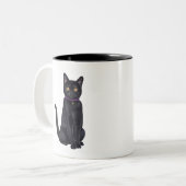 CatFans - schwarze Katze Bombays Zweifarbige Tasse (Vorderseite Links)