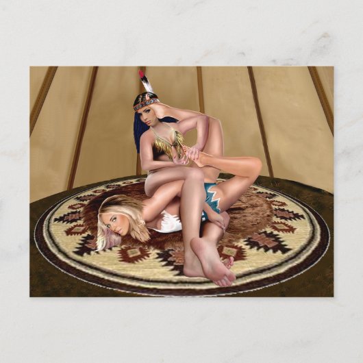 CATFIGHT IN A TEEPEE POSTKARTE (Vorderseite)