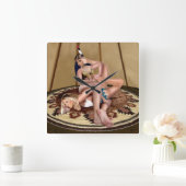 CATFIGHT IN A TEEPEE QUADRATISCHE WANDUHR (Zuhause)