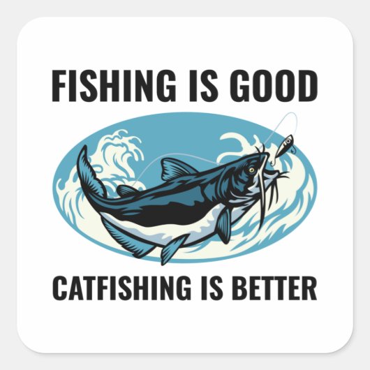 Catfish Fischen Fischfang Fischereifisch Quadratischer Aufkleber (Vorderseite)