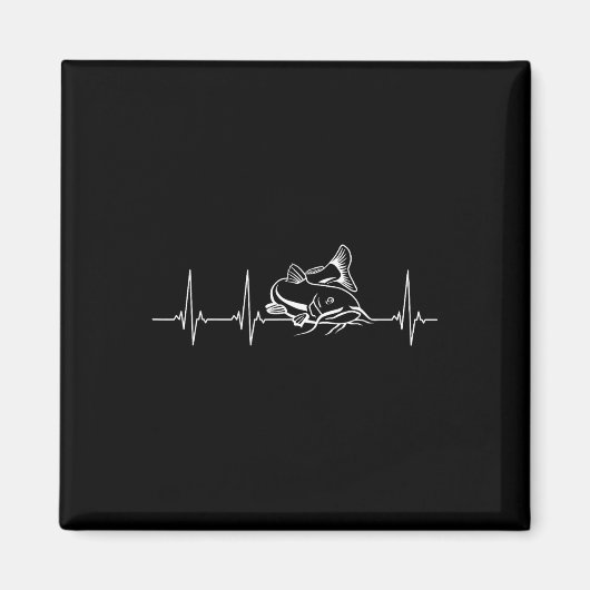 Catfish Fischen Herzschlag Magnet (Vorne)