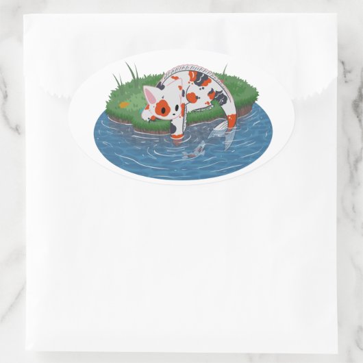 catfish ovaler aufkleber (Tasche)