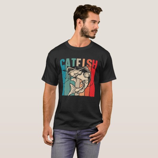 Catfish Retro Catfishing Freshwater Fishing Fisher T-Shirt (Vorne ganz)