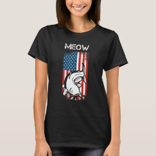 Catfishing Grunge Amerikanische Flagge  Meow Wels T-Shirt