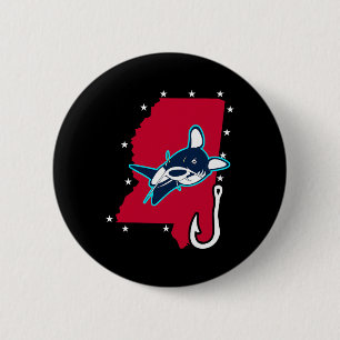 Catfishing Mississippi Flagge Angelrute T-Shirt  Button