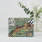 Catfishing Mixed Media Collage Postkarte (Stehend Vorderseite)