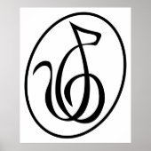 Catgut Strings Art Deco Treble Clef Logo Wand an W Poster (Vorne)