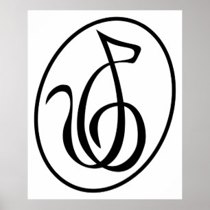 Catgut Strings Art Deco Treble Clef Logo Wand an W Poster