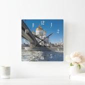 Cathedral Christ the Saviour in Moscow Quadratische Wanduhr (Zuhause)