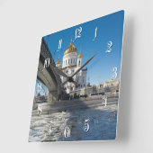 Cathedral Christ the Saviour in Moscow Quadratische Wanduhr (Winkel)