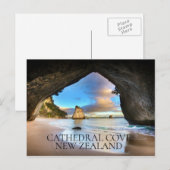 "Cathedral Cove, New Zealand" Postkarte (Vorne/Hinten)