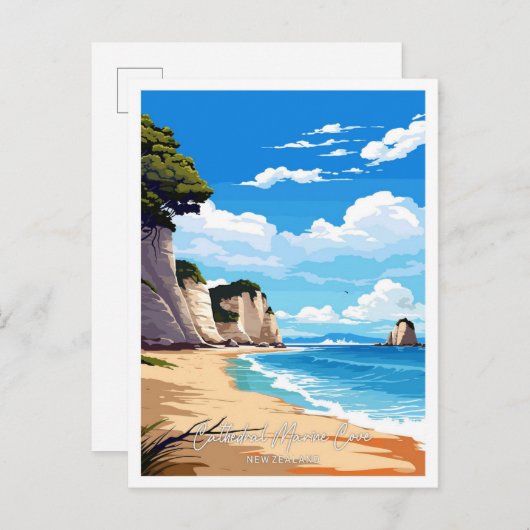 Cathedral Marine Cove Artwork Illustration Postkarte (Vorne/Hinten)