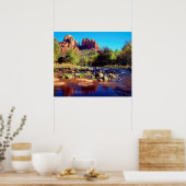 Cathedral Rock reflektiert in der Eichenbucht Poster (Küche)