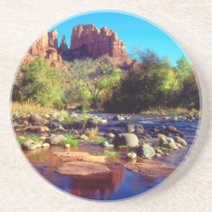 Cathedral Rock spiegelt sich in Oak Creek Sandstein Untersetzer