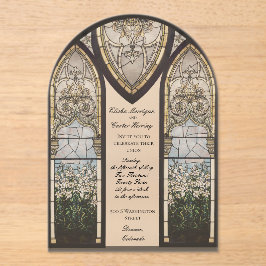 Cathedral Style Stained Glass Effect Wedding Acryleinladungen