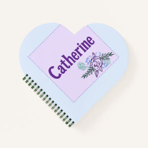 Catherine Aqua Rose Heart Notebook Notizblock