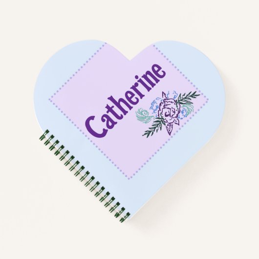 Catherine Aqua Rose Heart Notebook Notizblock (Vorderseite)