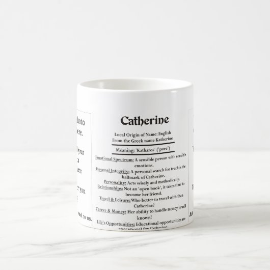 Catherine, der Ursprung und die Bedeutung Kaffeetasse