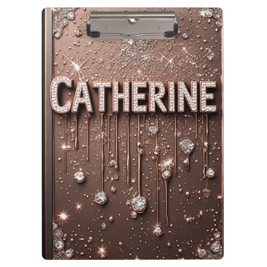 🌸Catherine Rose Gold Glitter Name Notizen🌸 Klemmbrett (Vorderseite)