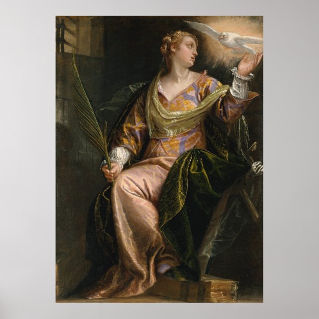 Catherine von Alexandria im Gefängnis - Veronese Poster (Vorne)