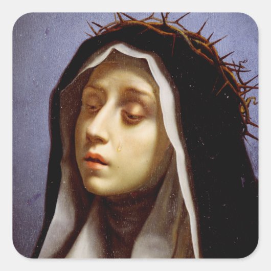 Catherine von Siena Quadratischer Aufkleber (Vorderseite)