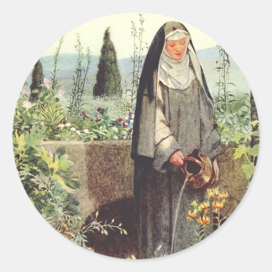 Catherine von Siena Runder Aufkleber (Vorderseite)