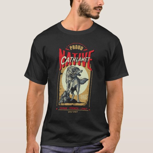 Cathlamet Native American Indian Born Wolf Geist T-Shirt (Vorderseite)