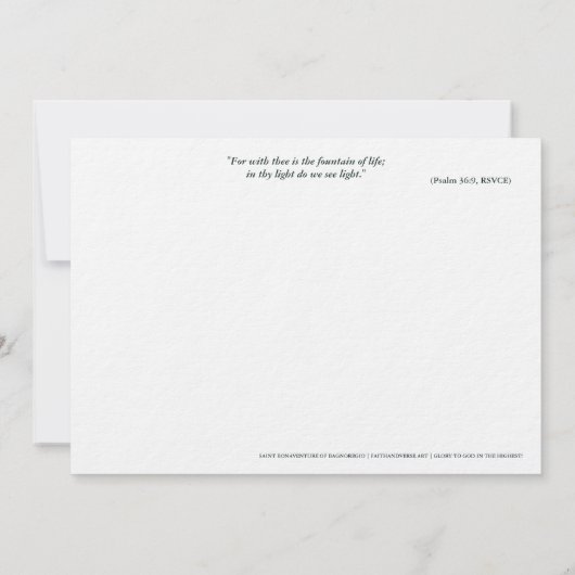 Catholic Art Holy Card | Saint Bonaventure Einladung (Rückseite)