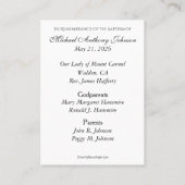 Catholic Baby Boy Baptismal Remembrance Holy Card Visitenkarte (Rückseite)