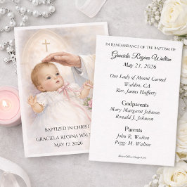 Catholic Baby Girl Baptismal Remembrance Holy Card Visitenkarte