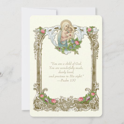 Catholic Baptism Christening Mary Jesus Einladung (Rückseite)