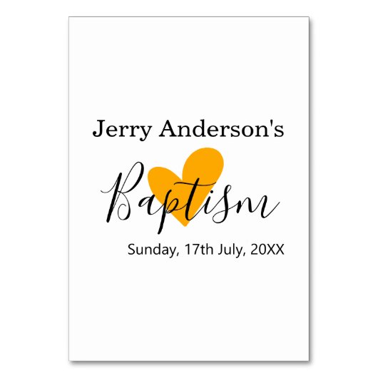 Catholic baptism kids modern simple QR minimal Tischnummer (Vorderseite)