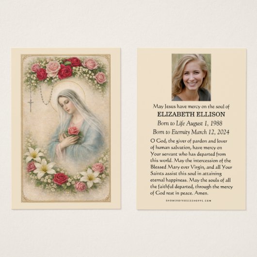 Catholic Blessed Mary Madonna Funeral Memorial (Vorne & Hinten)